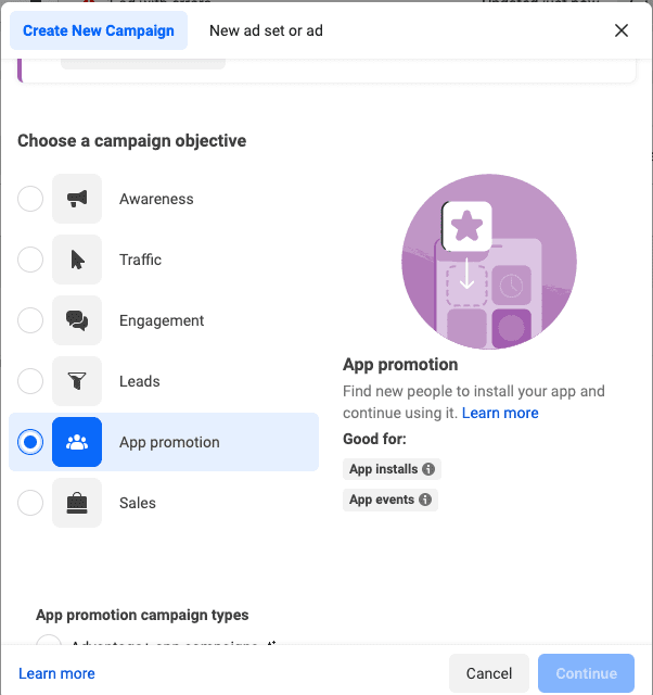 App Promotion Objective in Facebook