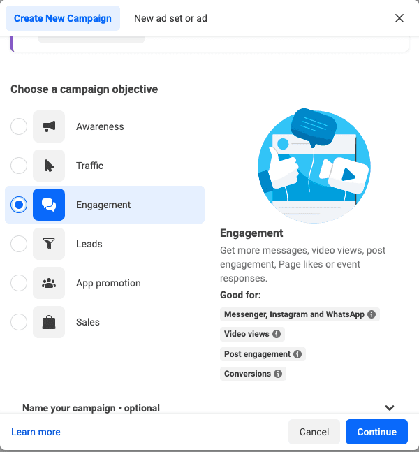 Engagement Facebook Ads Objective