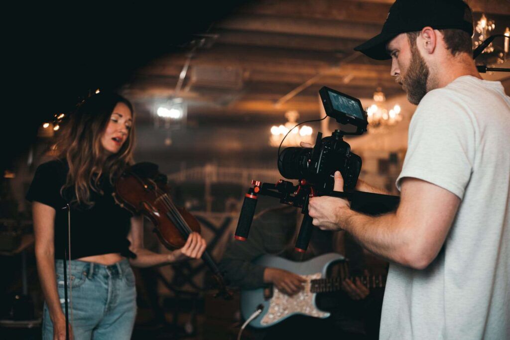 Men making video