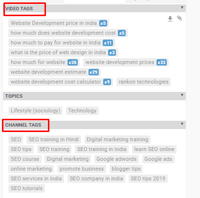 Tags for video promotion