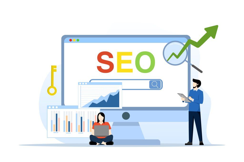 69515294 search engine result page seo woman searching on internet flat design vector illustration with icons