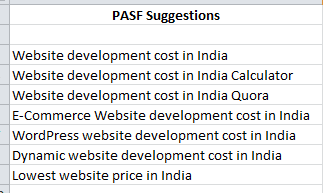 Enlist All the PASF Queries